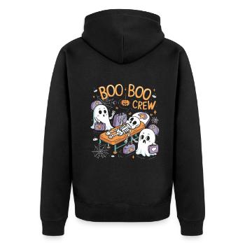 Boo Crew Halloween Nurse Ghost Skeleton Funny - Unisex Premium Bio Zip Hoodie - Schwarz - Hinten - Nico (187cm)