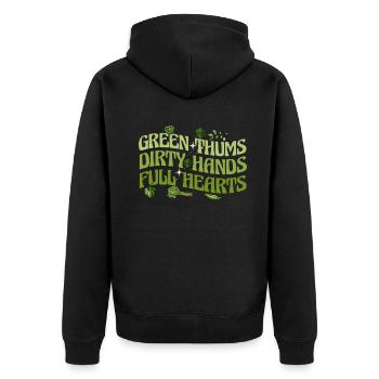 Pouces verts Mains sales Coeurs pleins - Veste à capuche bio Premium Unisexe - noir - Dos - Nico (187cm)