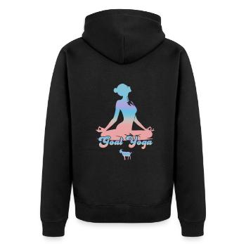 Ziegen-Yoga-Meditation - Unisex Premium Bio Zip Hoodie - Schwarz - Hinten - Nico (187cm)