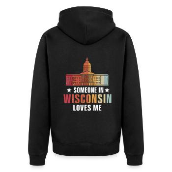 Quelqu’un dans le Wisconsin m’aime - Veste à capuche bio Premium Unisexe - noir - Dos - Nico (187cm)