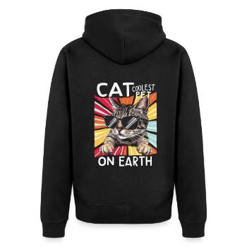 Cat Coolest Pet On Earth Retro Sunglasses Funny - Unisex Premium Bio Zip Hoodie - Schwarz - Hinten - Nico (187cm)