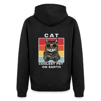 Cat Coolest Pet On Earth Retro Sunglasses Funny - Unisex Premium Bio Zip Hoodie - Schwarz - Hinten - Nico (187cm)