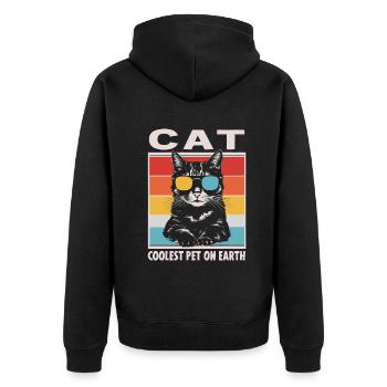 Cat Coolest Pet On Earth Retro Sunglasses Funny - Unisex Premium Bio Zip Hoodie - Schwarz - Hinten - Nico (187cm)