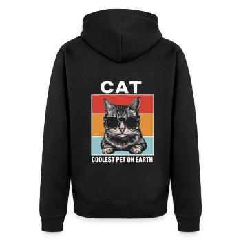 Cat Coolest Pet On Earth Retro Sunglasses Funny - Unisex Premium Bio Zip Hoodie - Schwarz - Hinten - Nico (187cm)
