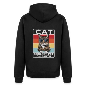 Cat Coolest Pet On Earth Retro Sunglasses Funny - Unisex Premium Bio Zip Hoodie - Schwarz - Hinten - Nico (187cm)