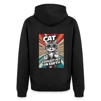 Cat Coolest Pet On Earth Retro Sunglasses Funny - Unisex Premium Bio Zip Hoodie - Schwarz - Hinten - Nico (187cm)