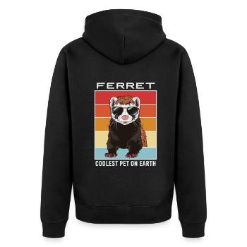 Ferret Coolest Pet On Earth Retro Sunglasses - Unisex Premium Organic Zip Hoodie - black - Back - Nico (187cm)