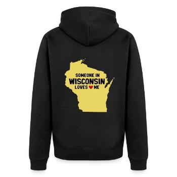 Quelqu’un dans le Wisconsin m’aime - Veste à capuche bio Premium Unisexe - noir - Dos - Nico (187cm)