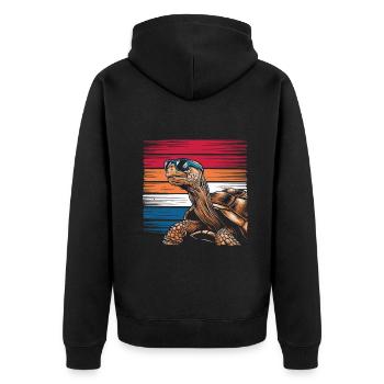 Tortoise Coolest Pet On Earth Retro Sunglasses - Unisex Premium Organic Zip Hoodie - black - Back - Nico (187cm)