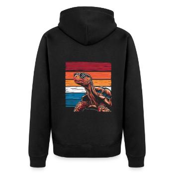 Tortoise Coolest Pet On Earth Retro Sunglasses - Unisex Premium Organic Zip Hoodie - black - Back - Nico (187cm)