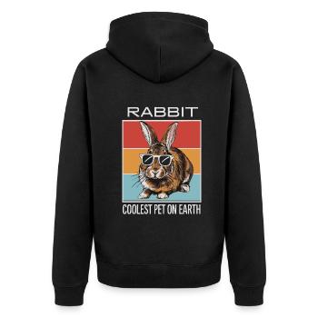 Rabbit Coolest Pet On Earth Retro Sunglasses - Unisex Premium Organic Zip Hoodie - black - Back - Nico (187cm)