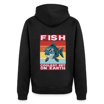 Fish Coolest Pet On Earth Retro Sunglasses Funny - Unisex Premium Bio Zip Hoodie - Schwarz - Hinten - Nico (187cm)
