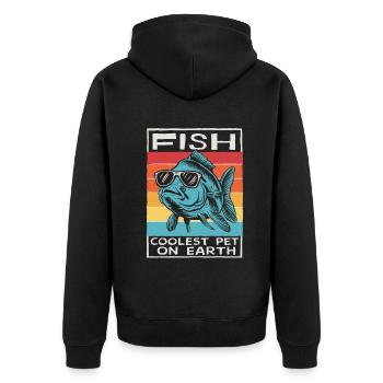 Fish Coolest Pet On Earth Retro Sunglasses Funny - Unisex Premium Bio Zip Hoodie - Schwarz - Hinten - Nico (187cm)