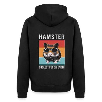 Hamster Coolest Pet On Earth Retro Sunglasses - Unisex Premium Organic Zip Hoodie - black - Back - Nico (187cm)