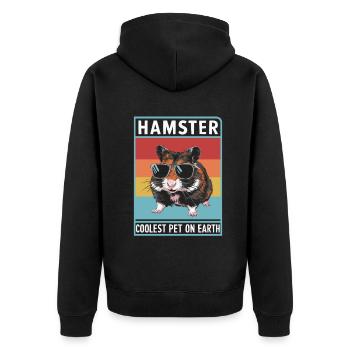 Hamster Coolest Pet On Earth Retro Sunglasses - Unisex Premium Organic Zip Hoodie - black - Back - Nico (187cm)
