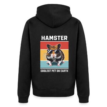 Hamster Coolest Pet On Earth Retro Sunglasses - Unisex Premium Organic Zip Hoodie - black - Back - Nico (187cm)