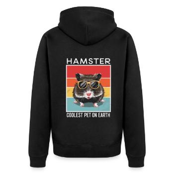 Hamster Coolest Pet On Earth Retro Sunglasses - Unisex Premium Organic Zip Hoodie - black - Back - Nico (187cm)
