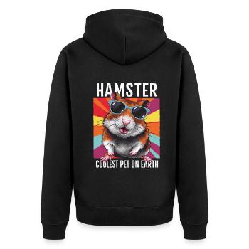 Hamster Coolest Pet On Earth Retro Sunglasses - Unisex Premium Organic Zip Hoodie - black - Back - Nico (187cm)