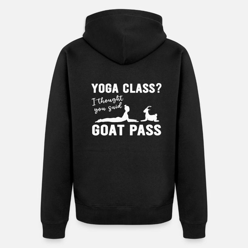 Yoga-Kurs oder Ziegenpass - Unisex Premium Bio Zip Hoodie - Schwarz