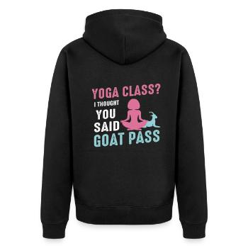 Yoga-Kurs oder Ziegenpass - Unisex Premium Bio Zip Hoodie - Schwarz - Hinten - Nico (187cm)