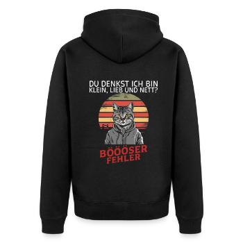 You think I'm small, sweet and nice? Fun - Unisex Premium Organic Zip Hoodie - black - Back - Nico (187cm)