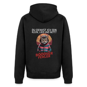You think I'm small, sweet and nice? Fun - Unisex Premium Organic Zip Hoodie - black - Back - Nico (187cm)