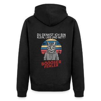You think I'm small, sweet and nice? Fun - Unisex Premium Organic Zip Hoodie - black - Back - Nico (187cm)
