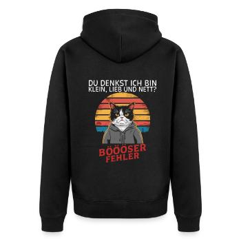 You think I'm small, sweet and nice? Fun - Unisex Premium Organic Zip Hoodie - black - Back - Nico (187cm)