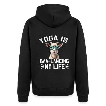 Goat Yoga Équilibrer ma vie - Veste à capuche bio Premium Unisexe - noir - Dos - Nico (187cm)