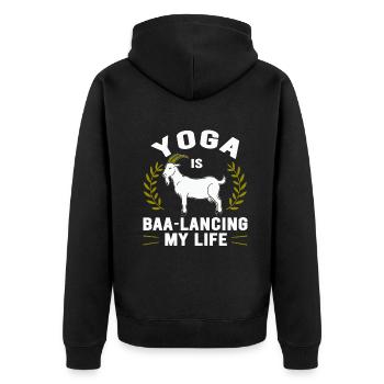 Goat Yoga Équilibrer ma vie - Veste à capuche bio Premium Unisexe - noir - Dos - Nico (187cm)