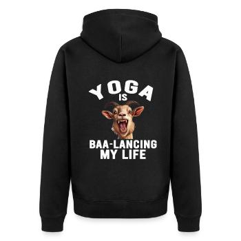 Goat Yoga Équilibrer ma vie - Veste à capuche bio Premium Unisexe - noir - Dos - Nico (187cm)