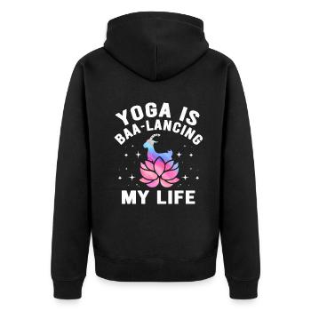 Goat Yoga Équilibrer ma vie - Veste à capuche bio Premium Unisexe - noir - Dos - Nico (187cm)