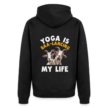 Goat Yoga Équilibrer ma vie - Veste à capuche bio Premium Unisexe - noir - Dos - Nico (187cm)