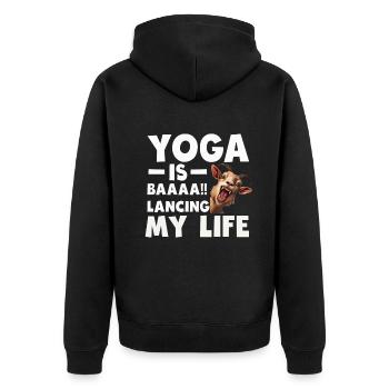 Goat Yoga Équilibrer ma vie - Veste à capuche bio Premium Unisexe - noir - Dos - Nico (187cm)
