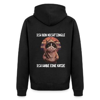 I'm not single I have a cat - Unisex Premium Organic Zip Hoodie - black - Back - Nico (187cm)