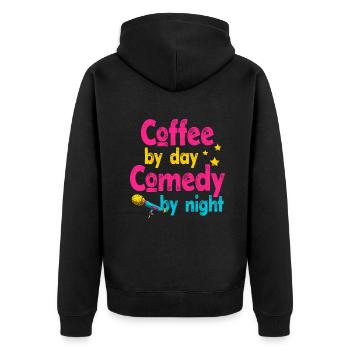 Kaffee bei Tag Komödie bei Nacht Komiker - Unisex Premium Bio Zip Hoodie - Schwarz - Hinten - Nico (187cm)