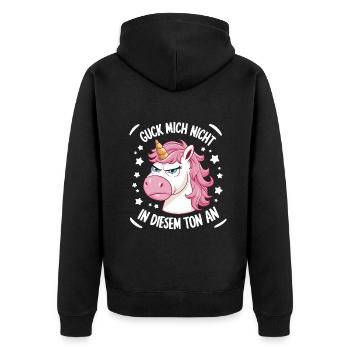 Don’t Look At Me In This Tone Licorne Drôle - Veste à capuche bio Premium Unisexe - noir - Dos - Nico (187cm)