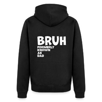Bruh, früher bekannt als Papa - Unisex Premium Bio Zip Hoodie - Schwarz - Hinten - Nico (187cm)