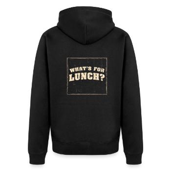 Qu’est-ce qu’on mange pour le déjeuner ? - Veste à capuche bio Premium Unisexe - noir - Dos - Nico (187cm)