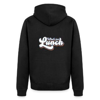 What's For Lunch? - Unisex Premium Organic Zip Hoodie - black - Back - Nico (187cm)