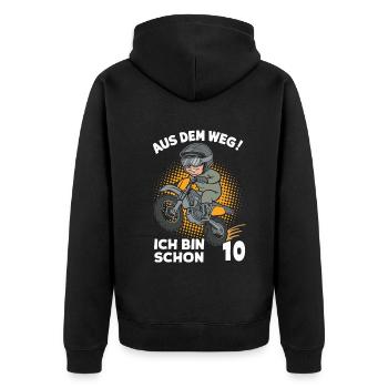 Dégagez! J’ai déjà 10 ans d’anniversaire - Veste à capuche bio Premium Unisexe - noir - Dos - Nico (187cm)