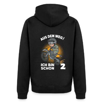 Out of the way! I'm already 2 children's birthday parties - Unisex Premium Organic Zip Hoodie - black - Back - Nico (187cm)