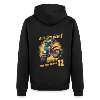 Out of the way! I'm already 12 children's birthday - Unisex Premium Organic Zip Hoodie - black - Back - Nico (187cm)