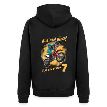 Out of the way! I'm already 7 children's birthday party - Unisex Premium Organic Zip Hoodie - black - Back - Nico (187cm)