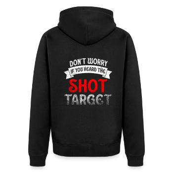 Heard The Shot Never The Target Sniper - Unisex Premium Organic Zip Hoodie - black - Back - Nico (187cm)
