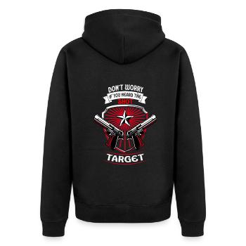 Heard The Shot Never The Target Sniper - Unisex Premium Organic Zip Hoodie - black - Back - Nico (187cm)