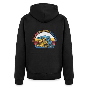 Your Ride Your Vibe Your Time Motocycle - Unisex Premium Organic Zip Hoodie - black - Back - Nico (187cm)