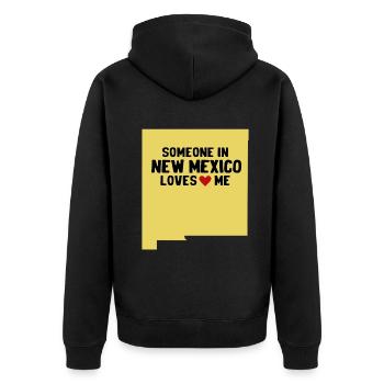 Quelqu’un au Nouveau-Mexique m’aime - Veste à capuche bio Premium Unisexe - noir - Dos - Nico (187cm)