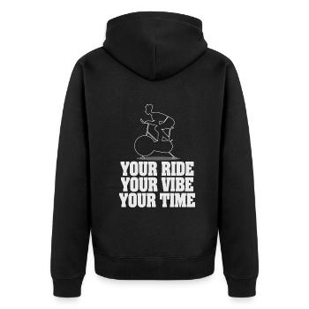 Your Ride Your Vibe Your Time - Unisex Premium Organic Zip Hoodie - black - Back - Nico (187cm)