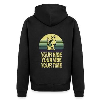 Your Ride Your Vibe Your Time - Unisex Premium Organic Zip Hoodie - black - Back - Nico (187cm)